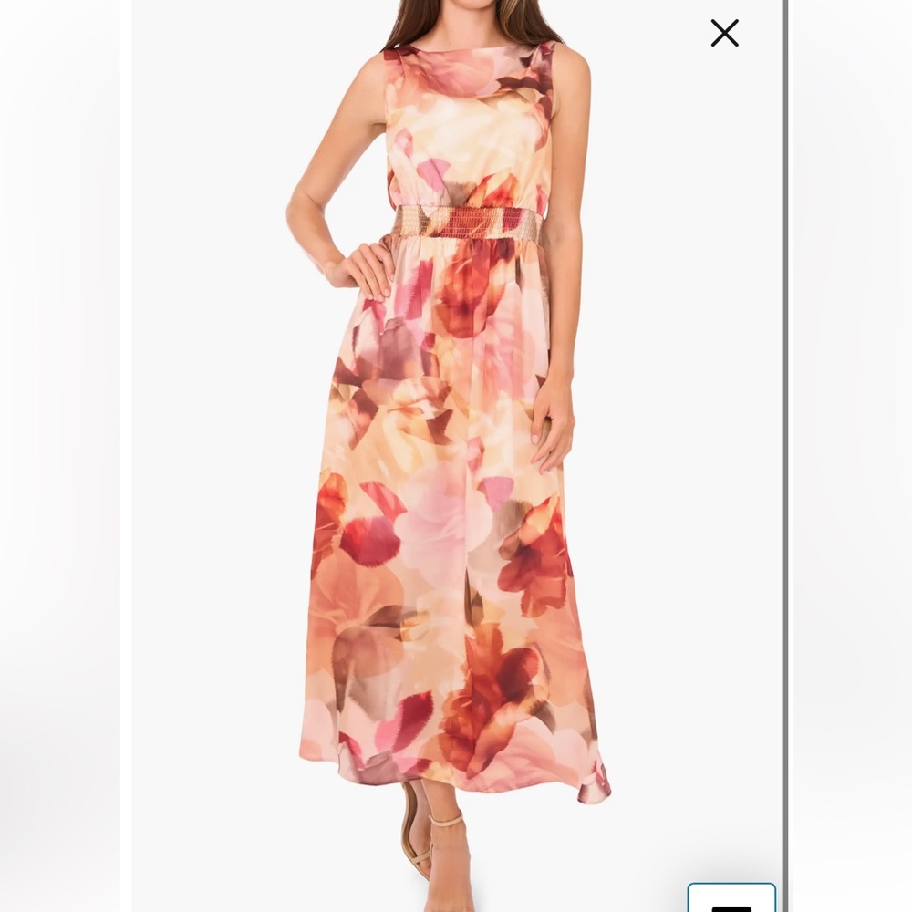 Silk sleeveless orange, brown, red dress